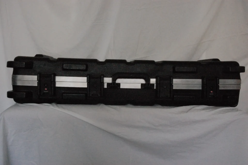 Open Top view of Vintage Black Les Paul Guitar Case by Nacho Bizness