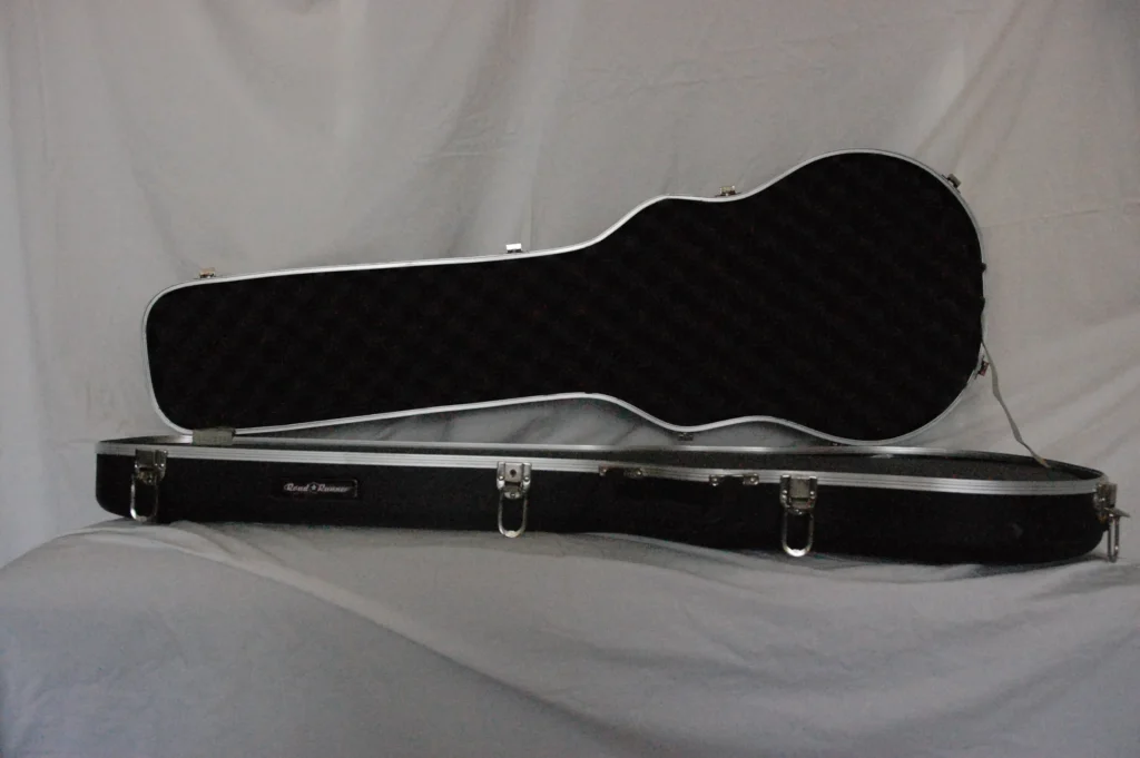 Open Top view of Black Les Paul Guitar Case by Nacho Bizness
