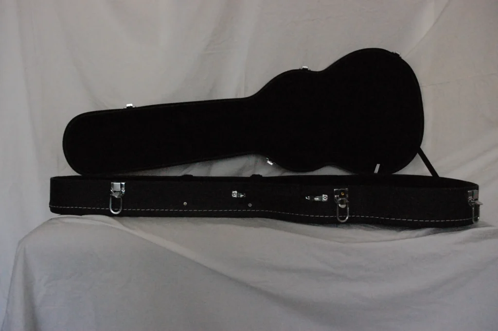 Open Top view of Black Les Paul Guitar Case by Nacho Bizness