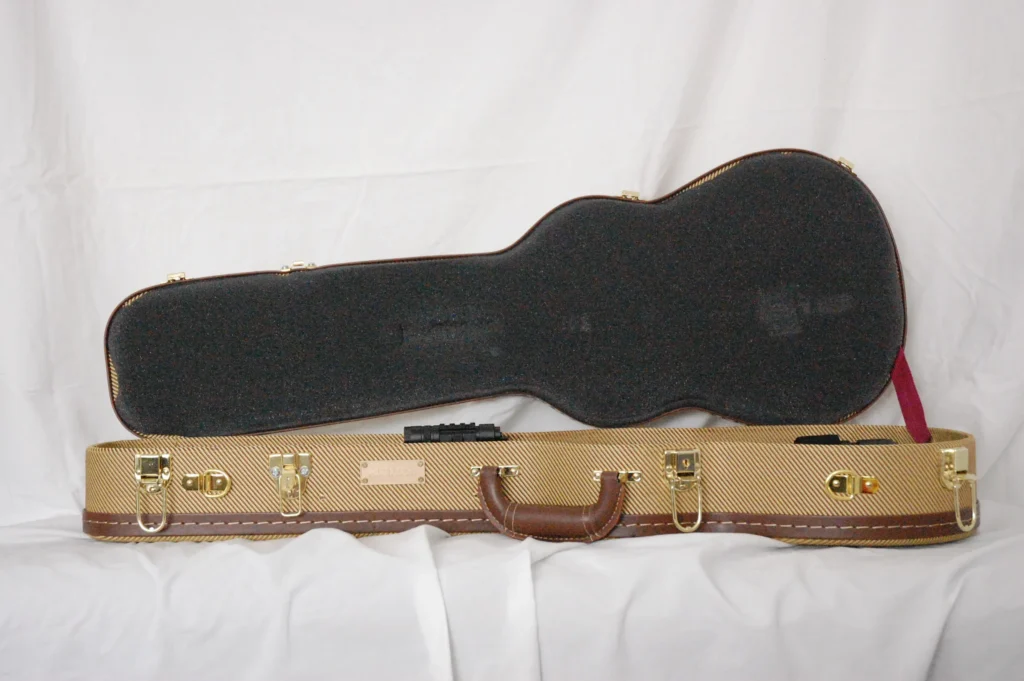 Open Top view of Brown Baritone Ukulele Case by Nacho Bizness