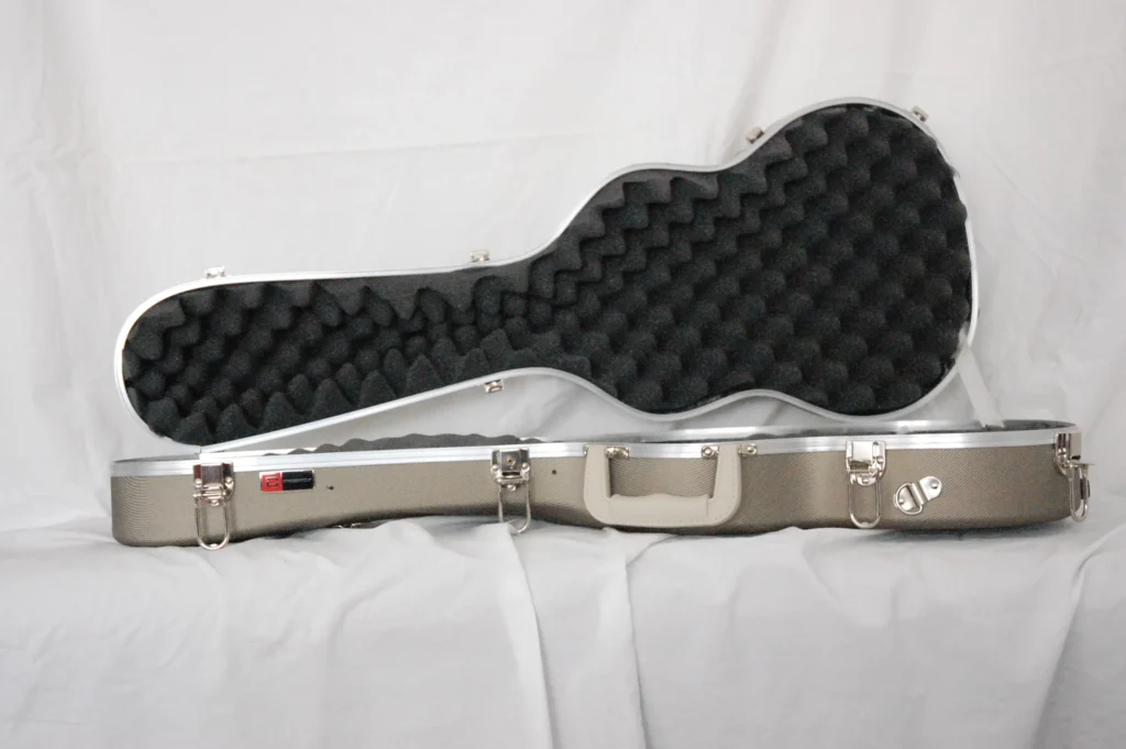 Open Top view of Grey Baritone Ukulele Case by Nacho Bizness